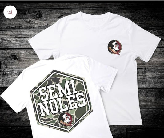 Front & Back Camo ‘Semi Noles’ 🏈 DTF Transfer Only