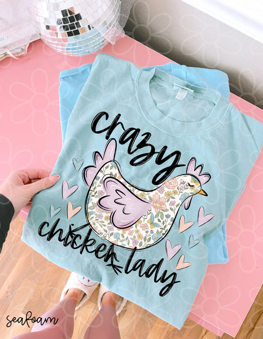 Floral Crazy Chicken Lady DTF Transfer