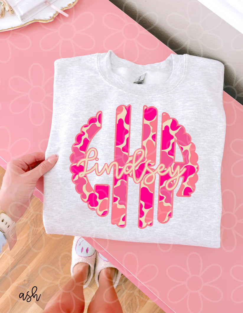 Pink Duck Camo Monogram DTF Transfer