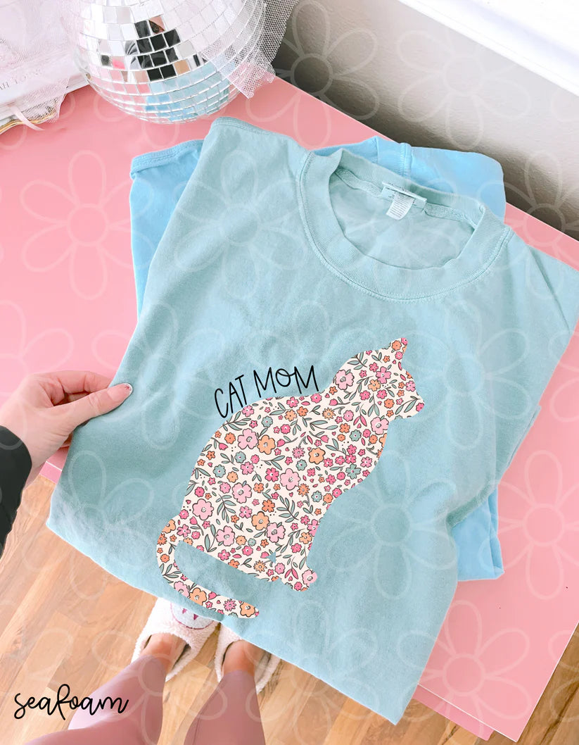 Sitting Floral Cat Mom DTF Transfer