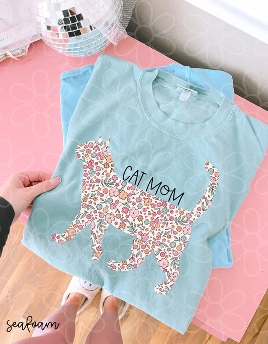 Floral Cat Mom DTF Transfer