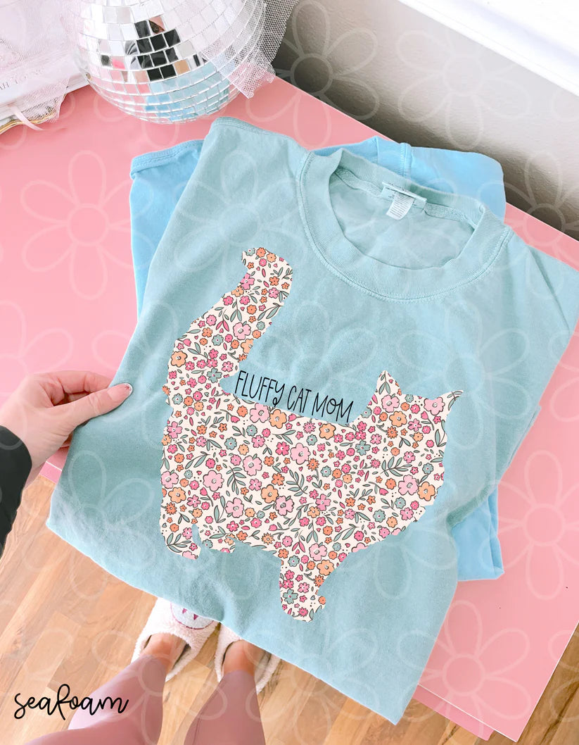 Floral Fluffy Cat Mom DTF Transfer