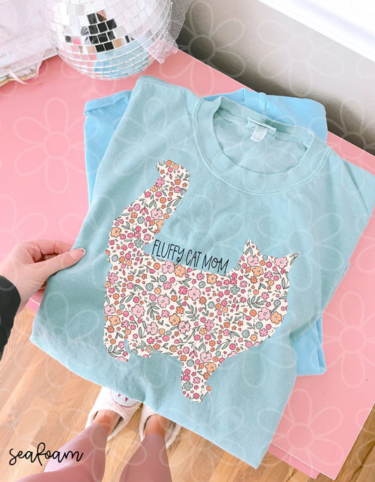 Floral Fluffy Cat Mom DTF Transfer