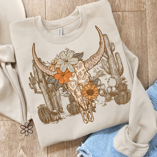 Leopard Cow Skull DTF Transfer Only