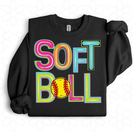 Colorful Softball DTF Transfer