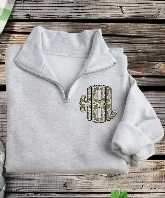 Old School Monogram Quarter Zip Fleece
