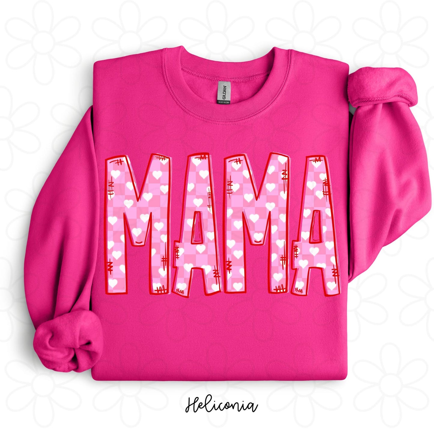 MaMa Pink Check Hearts DTF Transfer