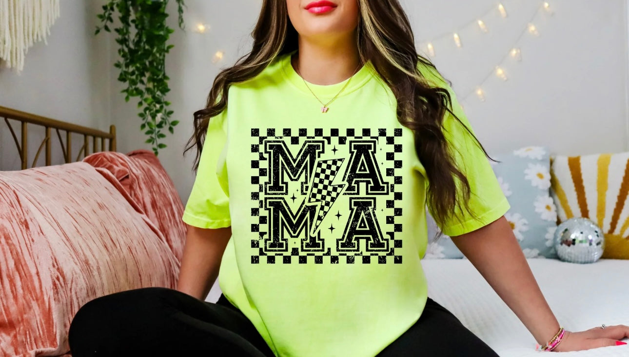 Mama Checkered Bolt - SINGLE COLOR SCREEN PRINT