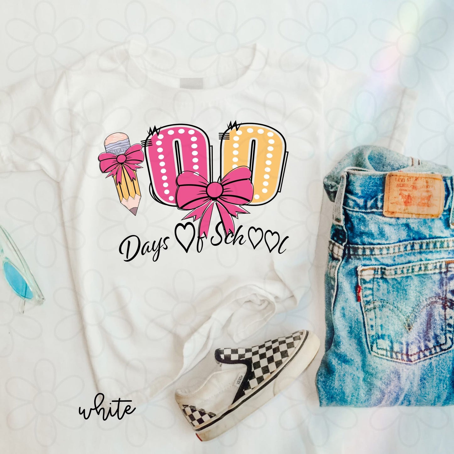 100 Days Of School Pink Bow DTF Transfer