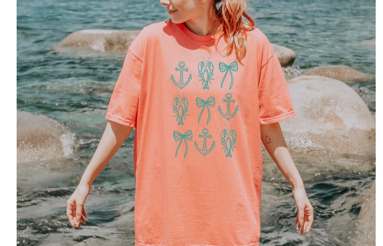 Beach Symbols - SINGLE COLOR SCREEN PRINT