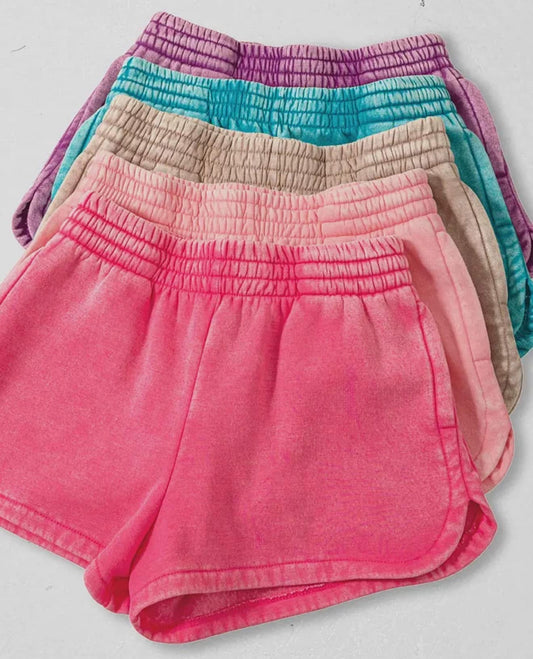 Zenana: Acid Wash Dolphin Shorts