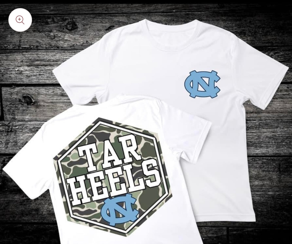 Front & Back Camo ‘Tar Heels’ 🏈 DTF Transfer Only