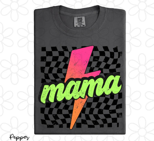 Neon Check Lightening Mama