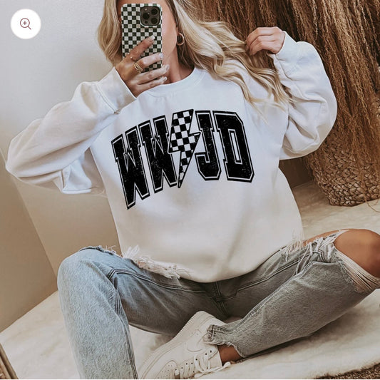 WWJD With Lightning Bolt DTF Transfer Only