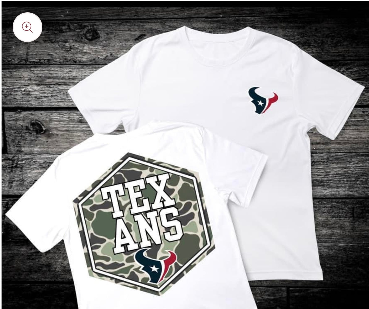 Front & Back Camo ‘Texans’ 🏈 DTF Transfer Only