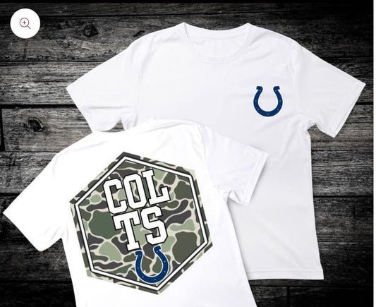 Front & Back Camo ‘Colts’ 🏈 DTF Transfer Only