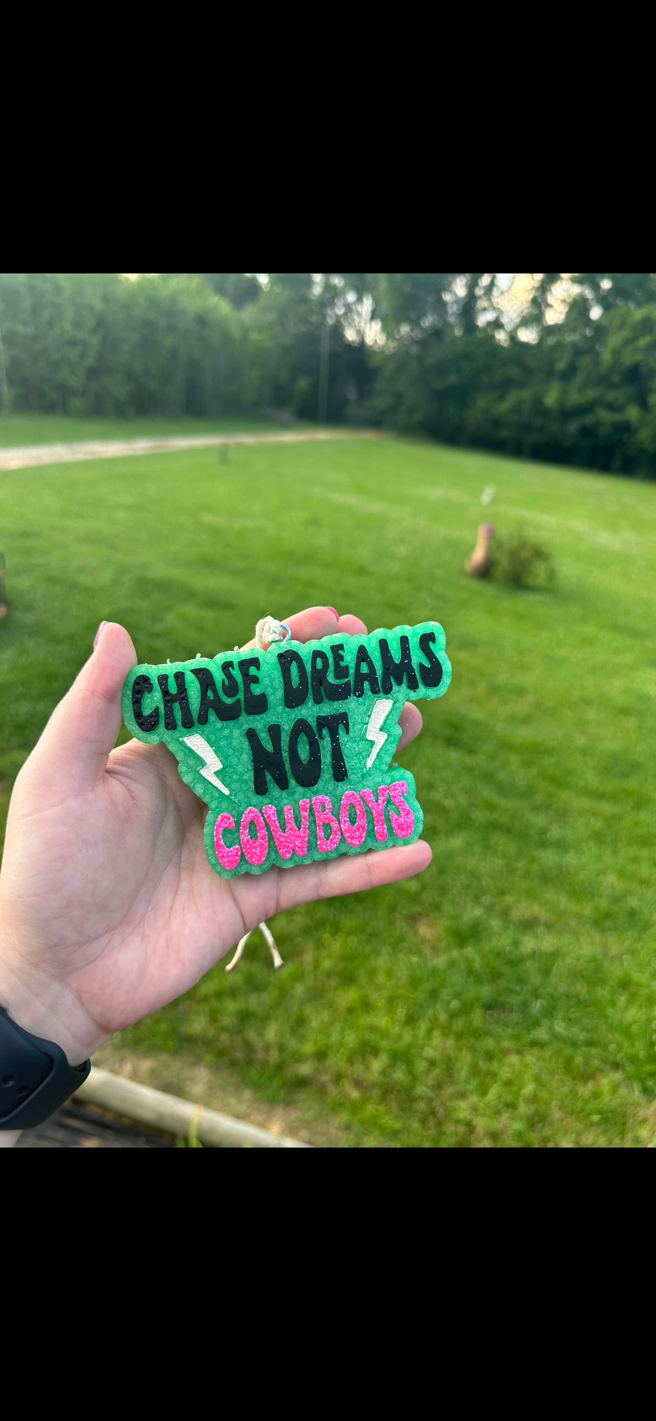Chase Dreams Not Cowboys Car Freshie