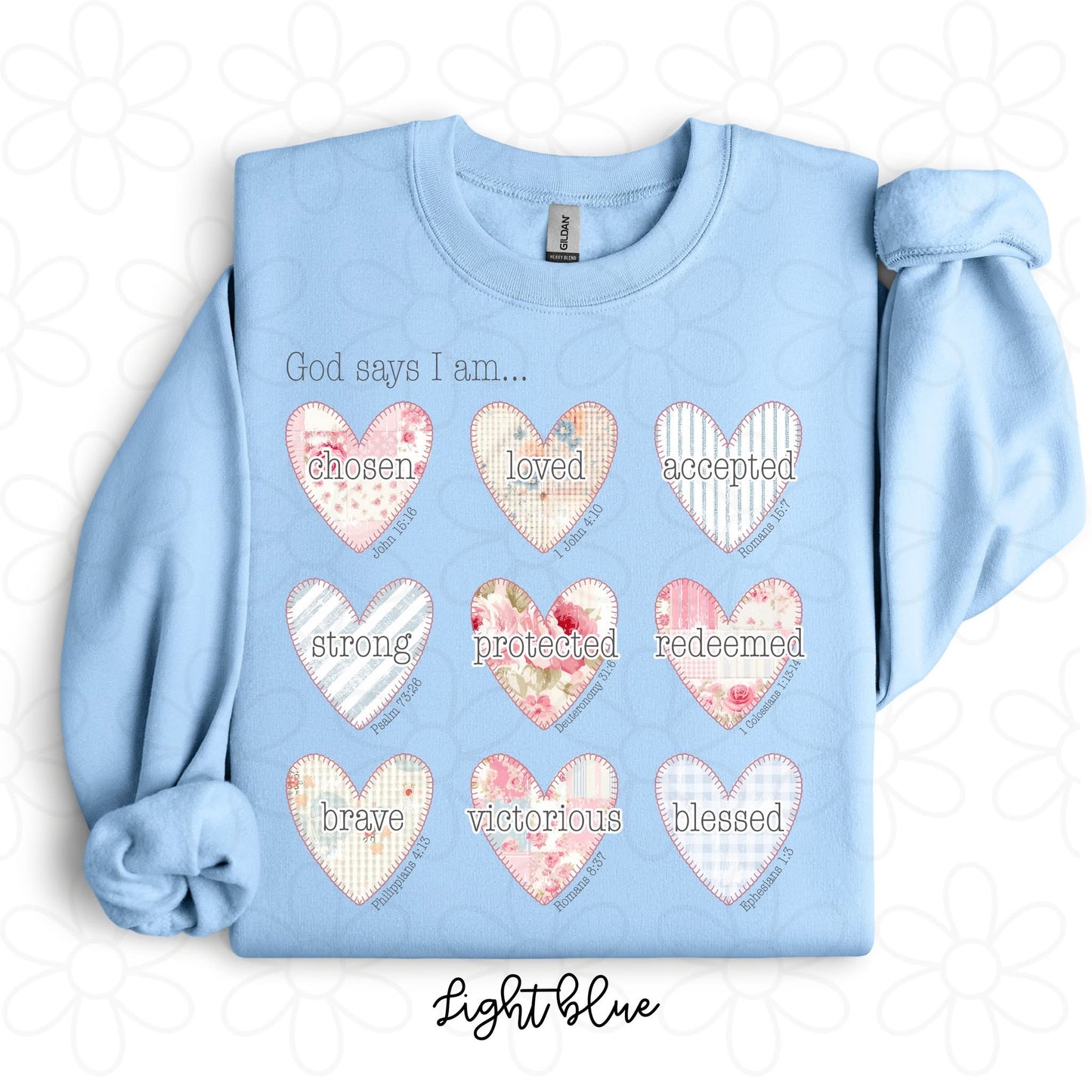 God Says I Am...Faux Quilted Patch Work DTF Transfer