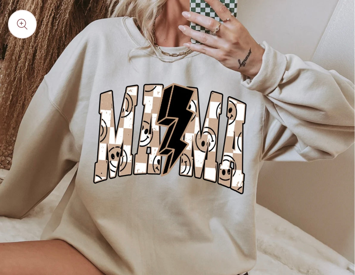 Checkered Smiley Mama DTF Transfer Only