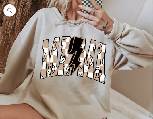 Checkered Smiley Mama DTF Transfer Only