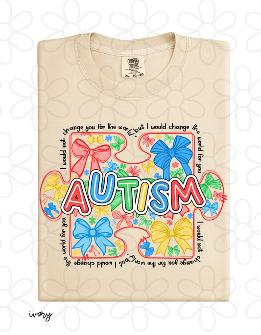 Autism Coquette Bows Change The World For You DTF Transfer