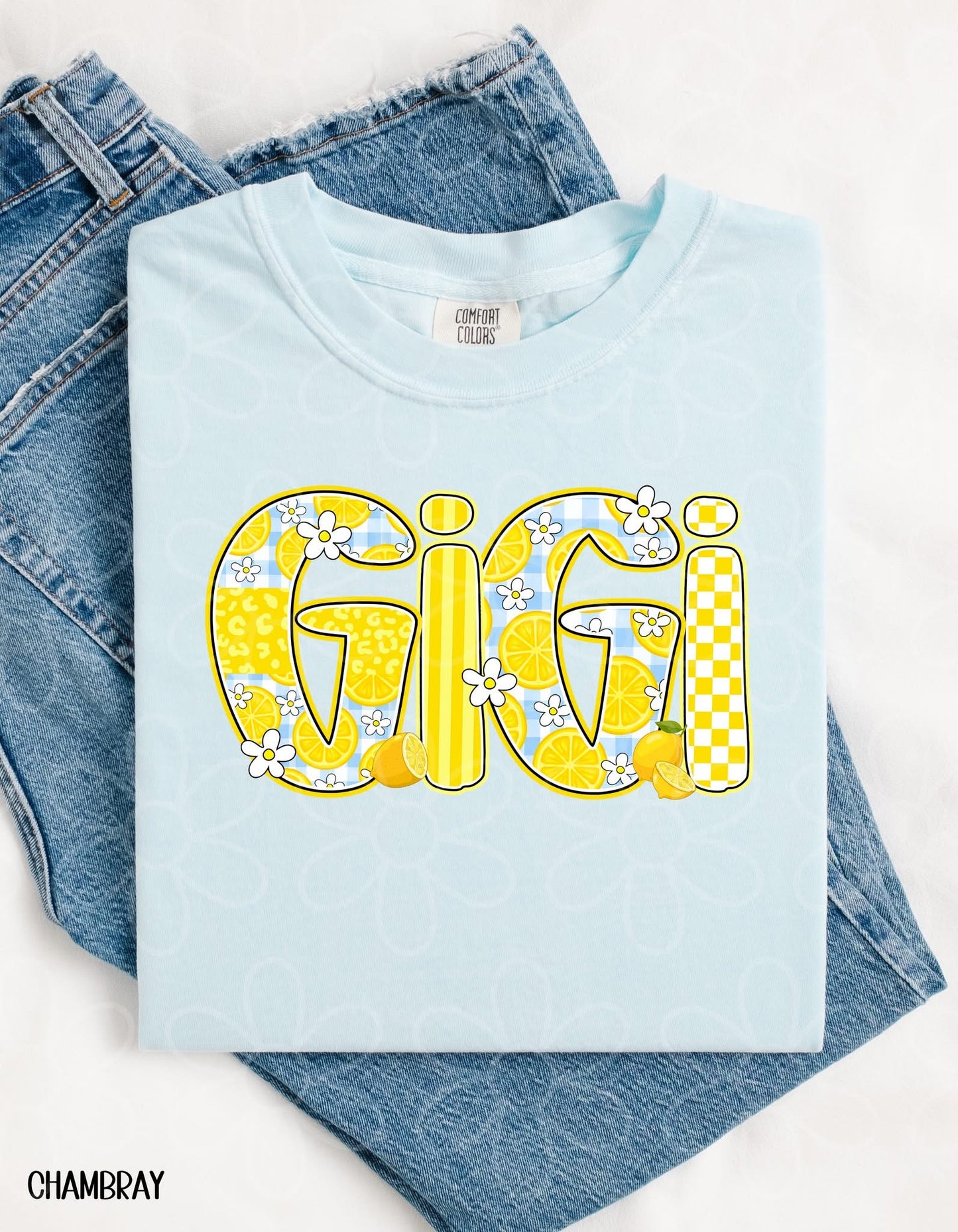 Lemon Gingham Names Tee
