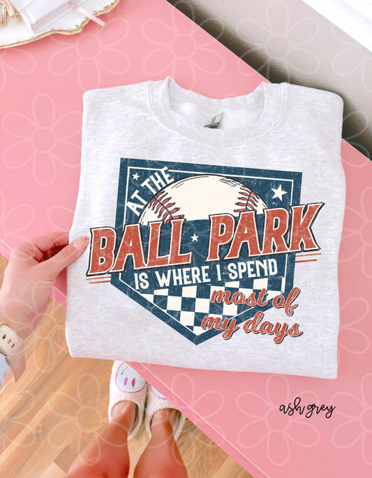 Baseball At The Ball Park Is Where I Spend Most Of My Days DTF Transfer