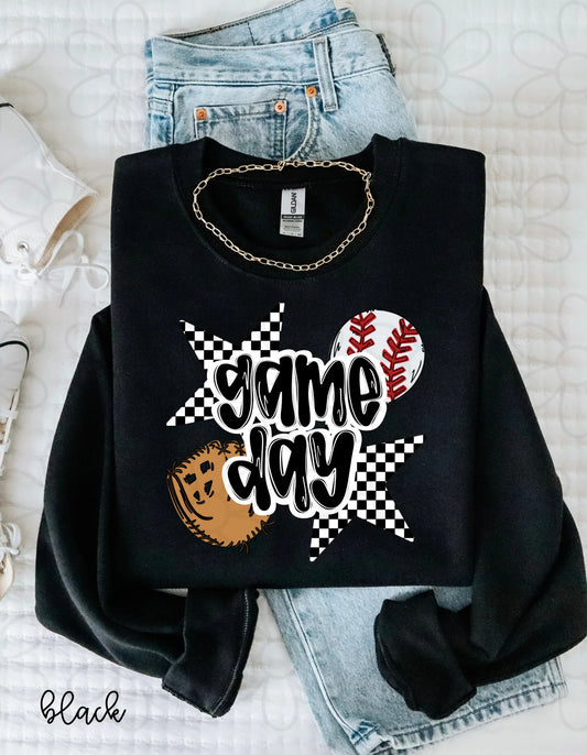 Baseball Checkered Star Game Day DTF Transfer