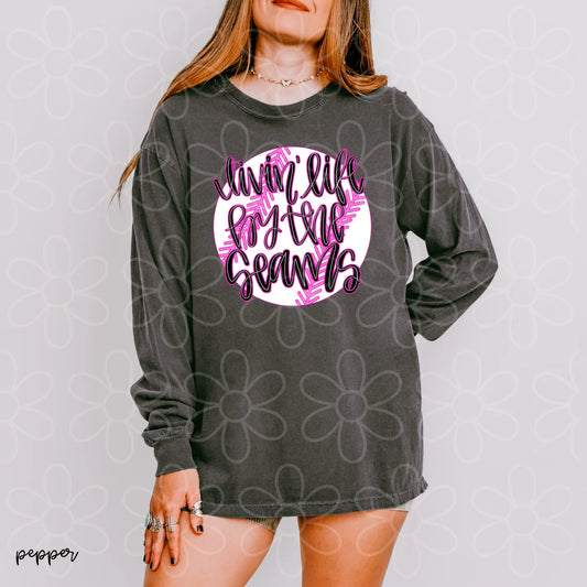 Baseball Livin Life By The Seams DTF Transfer