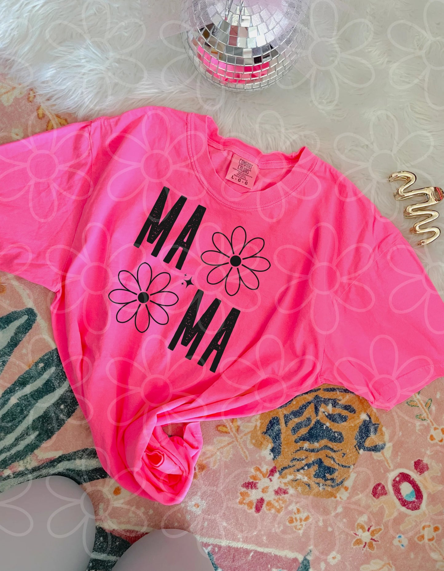 Black Flower Mama DTF Transfer