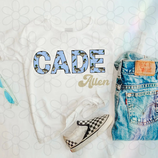 Blue Bowtie Duck Custom Name DTF Transfer