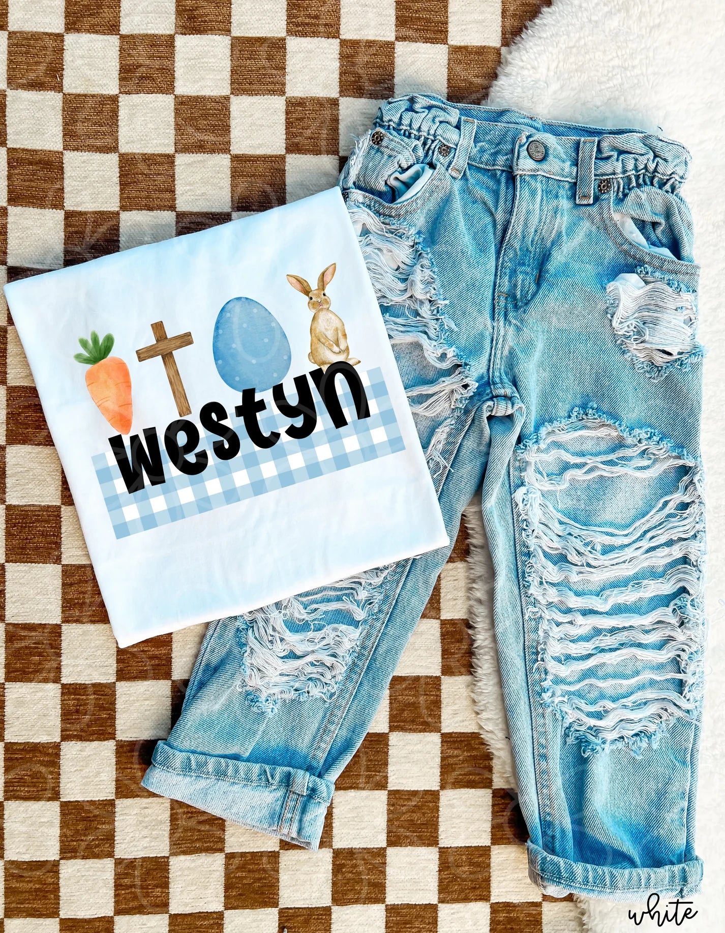 Blue Easter Custom Name DTF Transfer