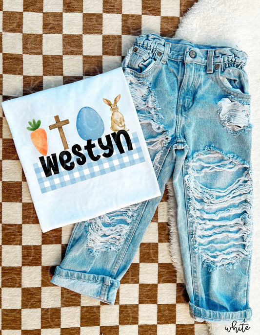 Blue Easter Custom Name DTF Transfer