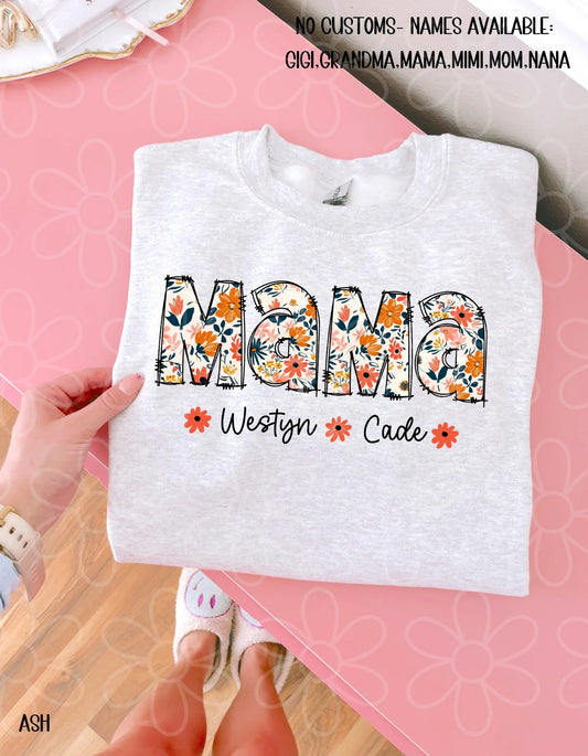 Boho Floral Names - Multiple Options NO Customs DTF Transfer