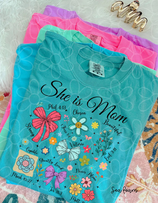 Bow Flower She Is Mom DTF Transfer