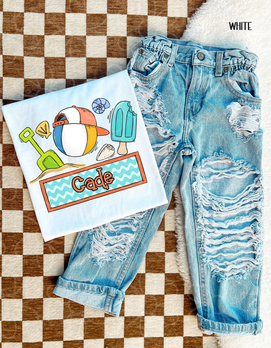 Boys Beach Custom Name DTF Transfer