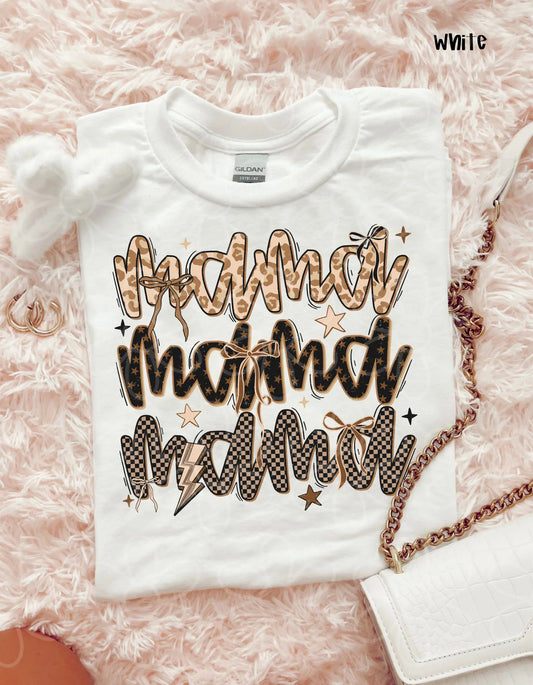 Brown MaMa Bows And Stars DTF Transfer