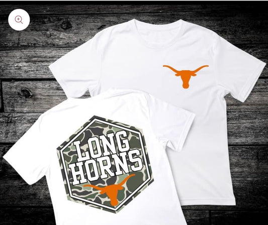 Front & Back Camo ‘Longhorns’ 🏈 DTF Transfer Only