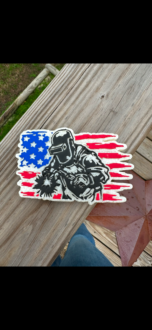 Welder USA Flag Car Freshie