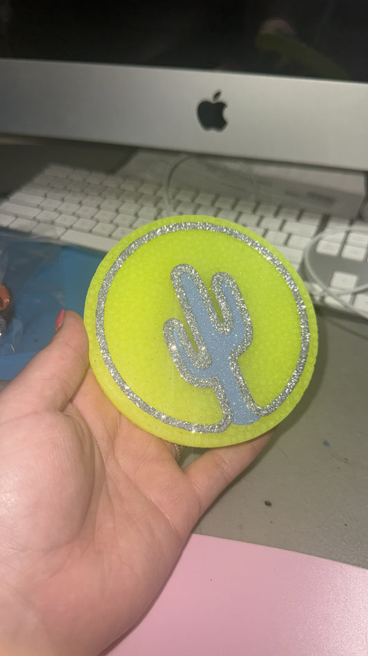 Neon Cactus Circle Car Freshie