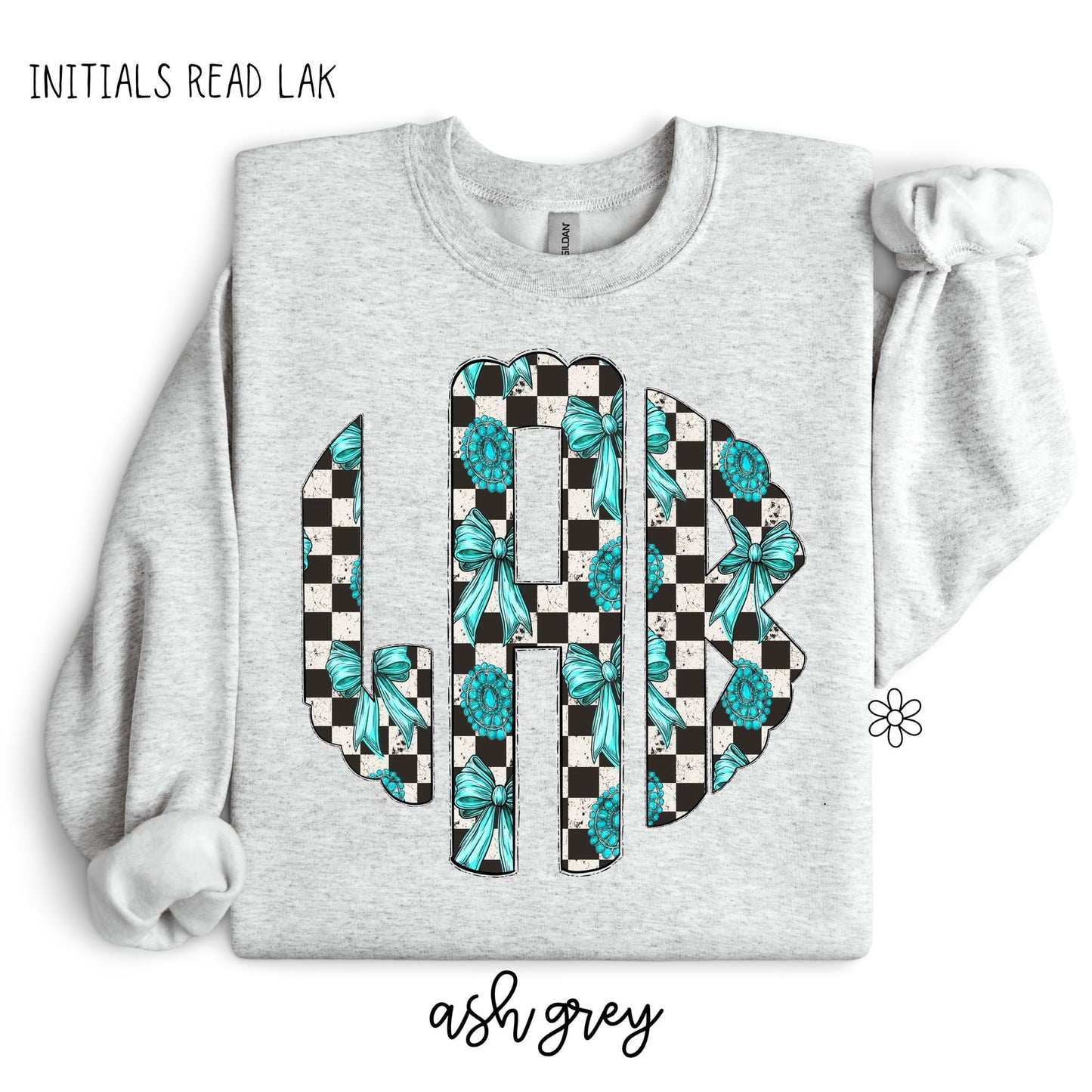 Turquoise Checkered Monogram Sweatshirt