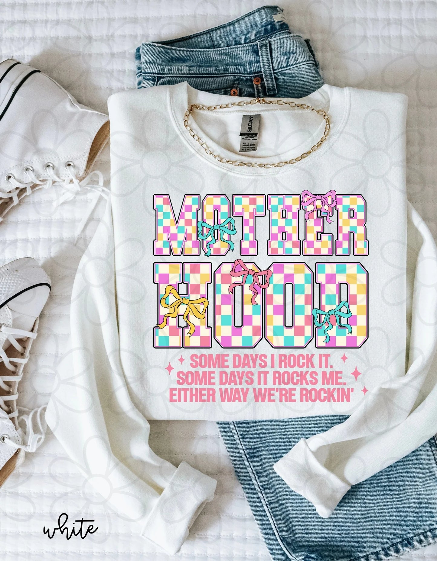 Checkered Coquette Motherhood We're Rockin DTF Transfer