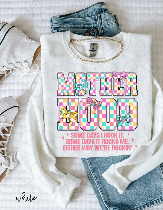 Checkered Coquette Motherhood We're Rockin DTF Transfer