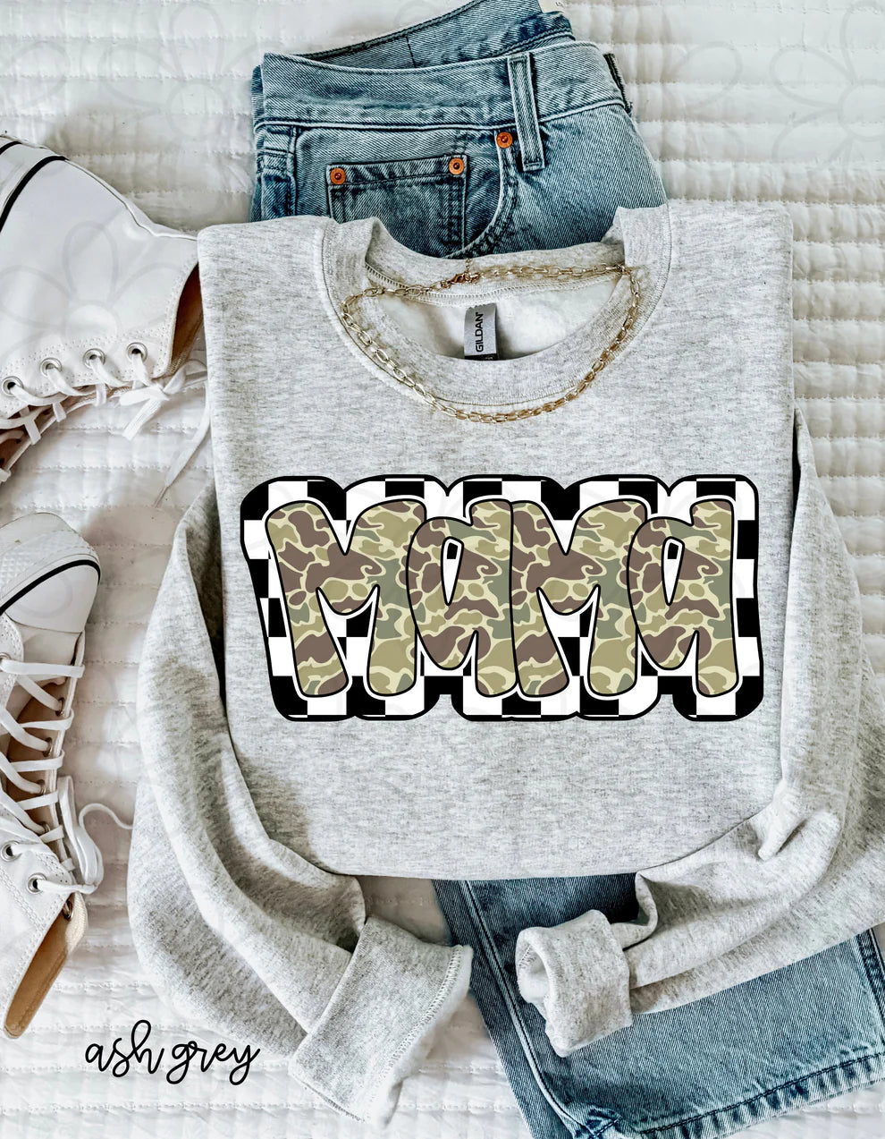Checkered Duck Camo Mama DTF Transfer
