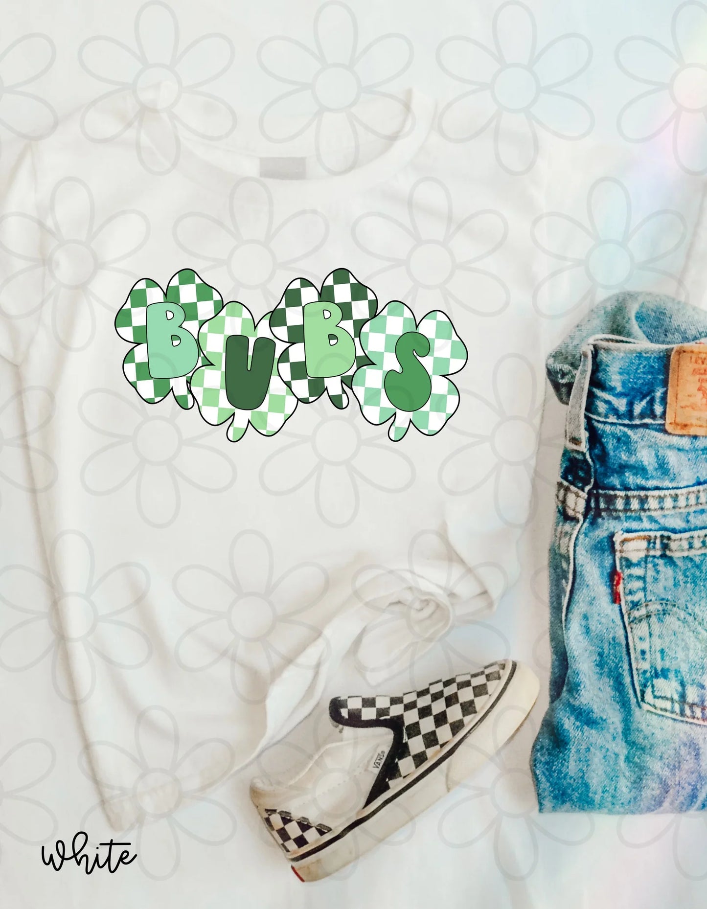Checkered Shamrock Bubs DTF Transfer