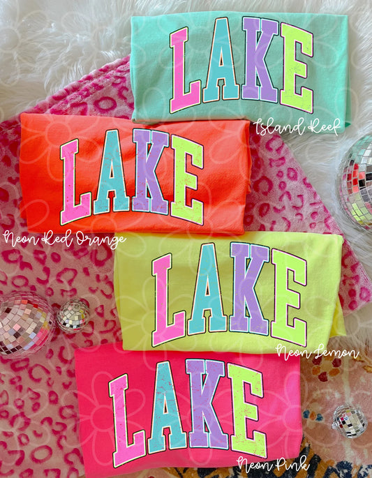 Colorful Varsity Lake DTF Transfer