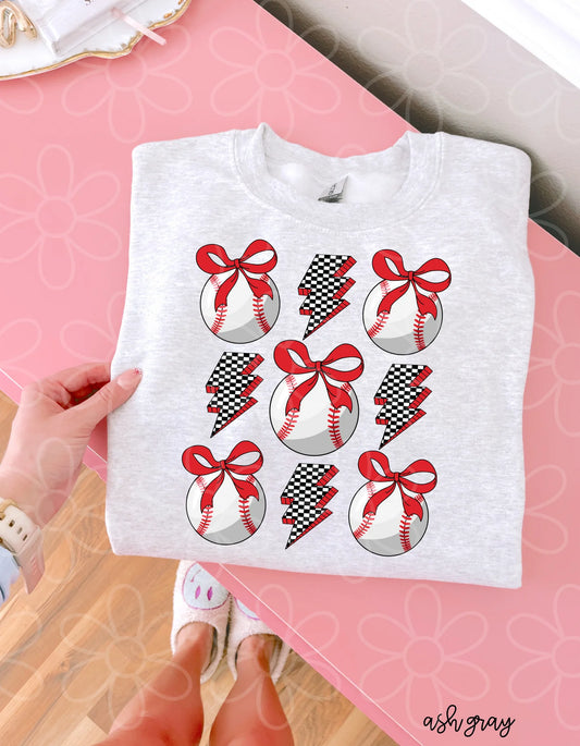 Coquette Baseball Lightening Bolts DTF Transfer