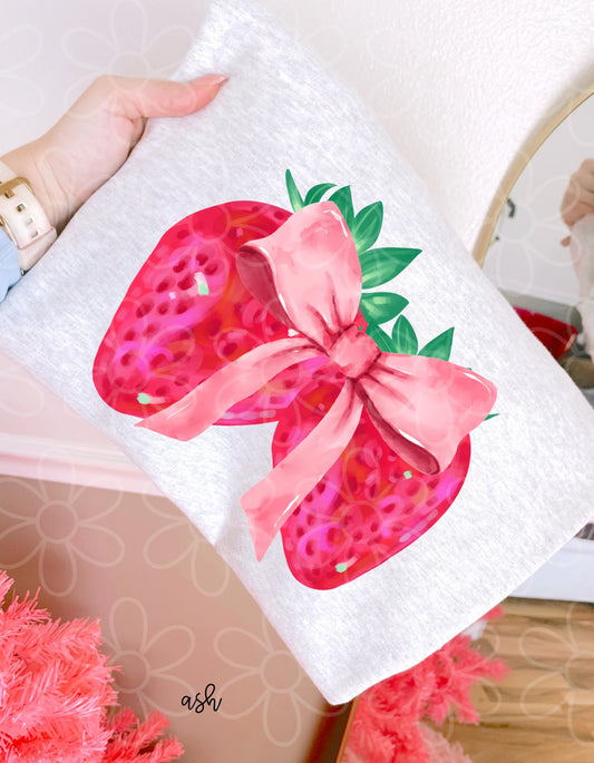 Coquette Bow Strawberries DTF Transfer