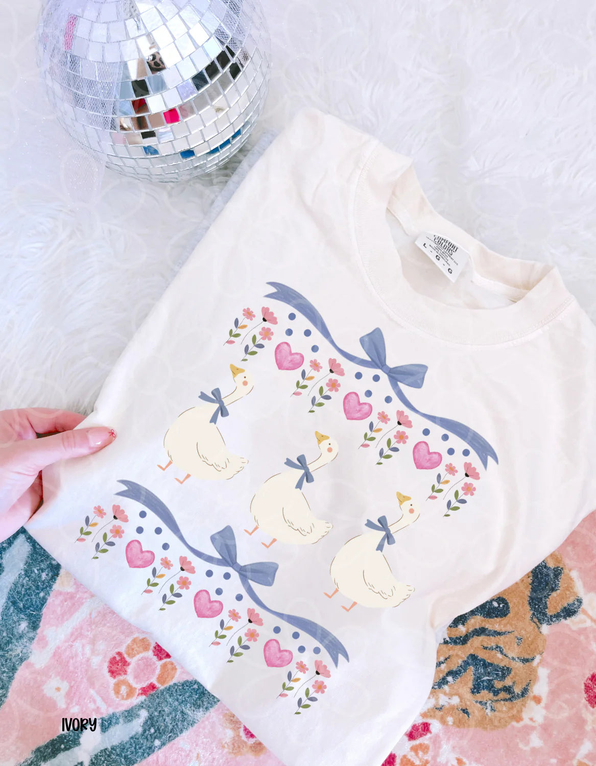 Coquette Hearts Geese DTF Transfer