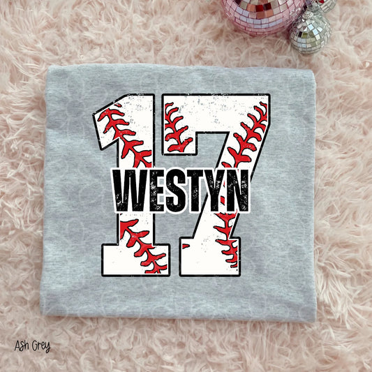 Custom Baseball Number & Name DTF Transfer